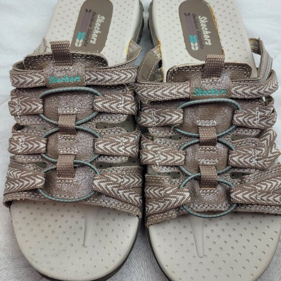 Skechers Outdoor Lifestyle Reggae Repetition tan slide sandals gorpcore beach 9 - Picture 8 of 11